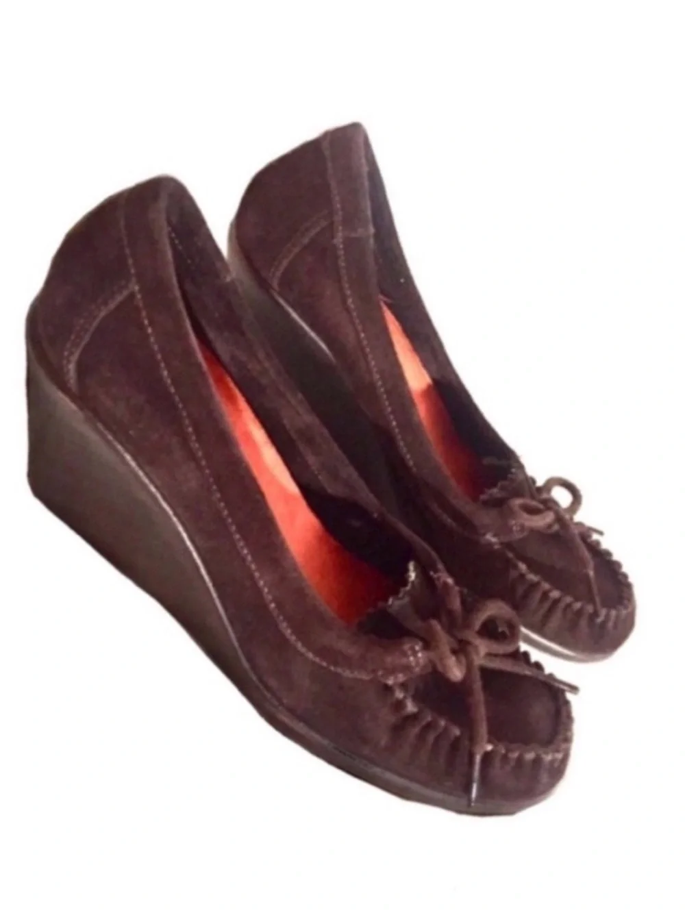 NWOB Aerosoles Moccasin Wedge Heels in Brown Suede